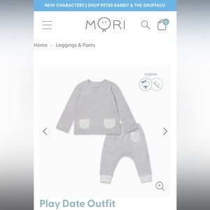 Mori play date outfit: grey 6-9M